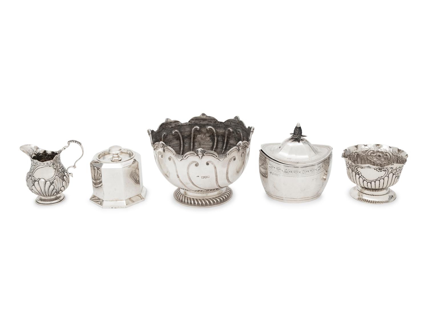 A Group of English Silver Hollowware Articles
