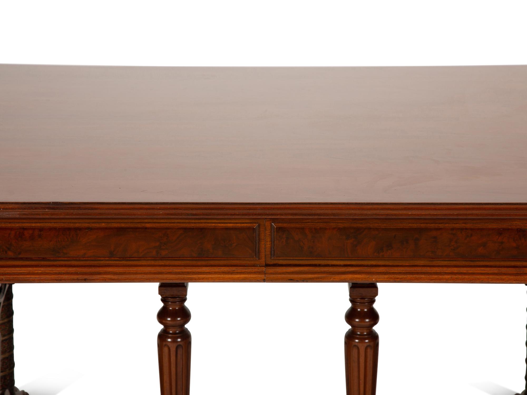 An English Renaissance Revival Carved Mahogany Library Table