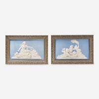 A Pair of Wedgwood Light Blue Dip Jasperware Plaques UK, late 19th century