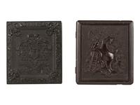 [CIVIL WAR]. 5 sixth plate cased images of soldiers incl. one possibly European, plus.