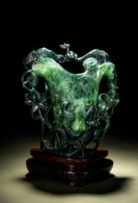 A Spinach Jade ‘Lotus’ Libation Cup