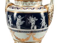A Pair of Minton Style Pâte-sur-Pâte Porcelain Urns