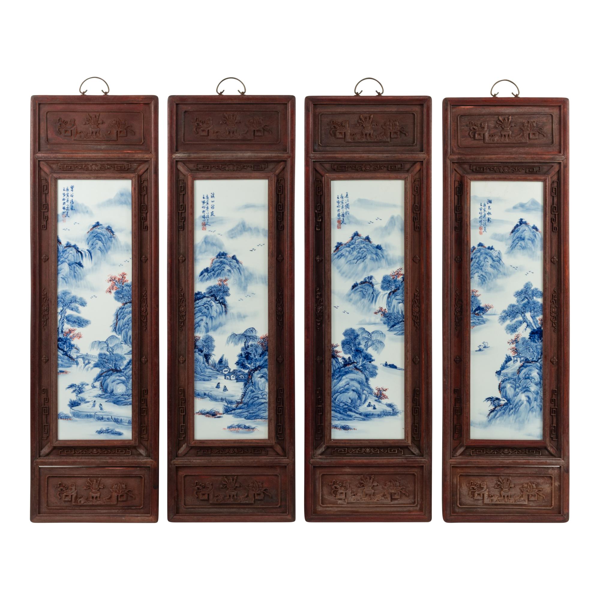 A Set of Four Framed Chinese Porcelain Plaques