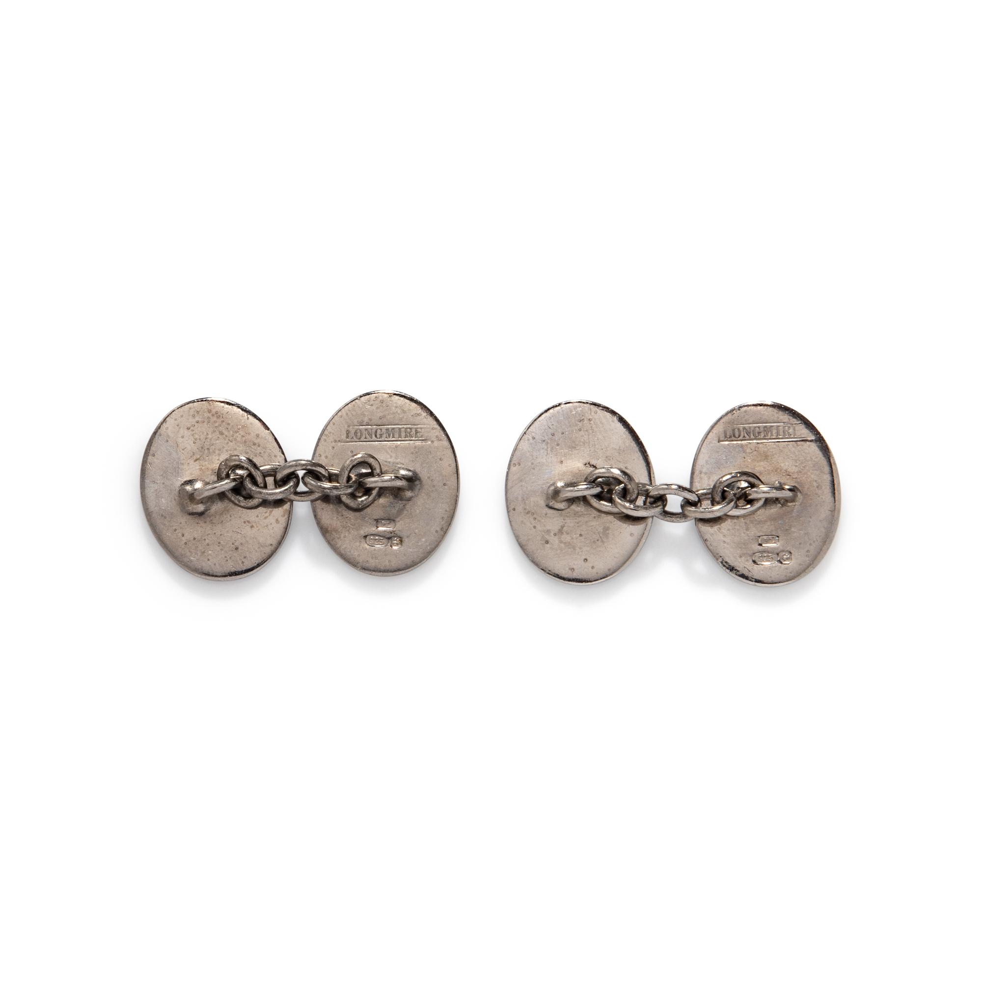 LONGMIRE, STERLING SILVER AND ENAMEL FLAG CUFFLINKS