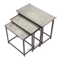 A Nest of Three Chased Pewter Top Tables Height of largest 21 1/2 x 24 x 13 3/4 inches. — 20TH CENTURY