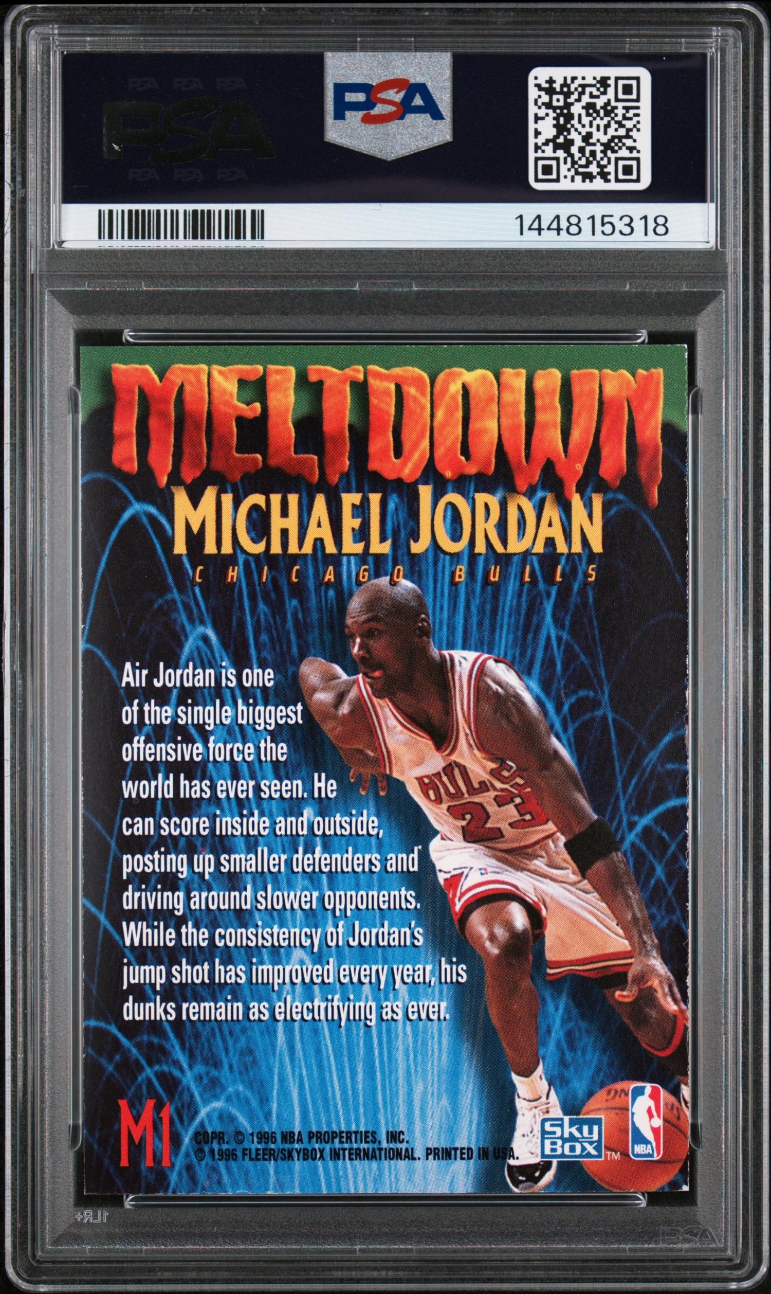 A 1995 Skybox Premium Michael Jordan Meltdown Basketball Card No. M1 (PSA 7 NM)
