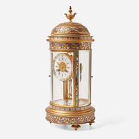 A French cloisonné enamel and gilt bronze mantel clock Samuel Marti et Cie (1870-1890), Paris, France, retailed by Tiffany & Co., New York, NY, circa 1900