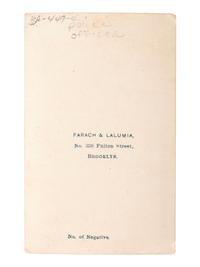 [EARLY PHOTOGRAPHY]. FARACH & LALUMIA, photographers. CDV of New York City police officer. Brooklyn, NY: ca 1860s.