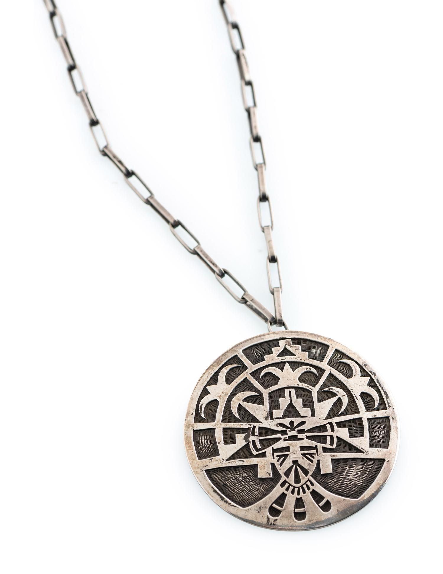 Silver Overlay Shalako Pendant, with Silver Chain