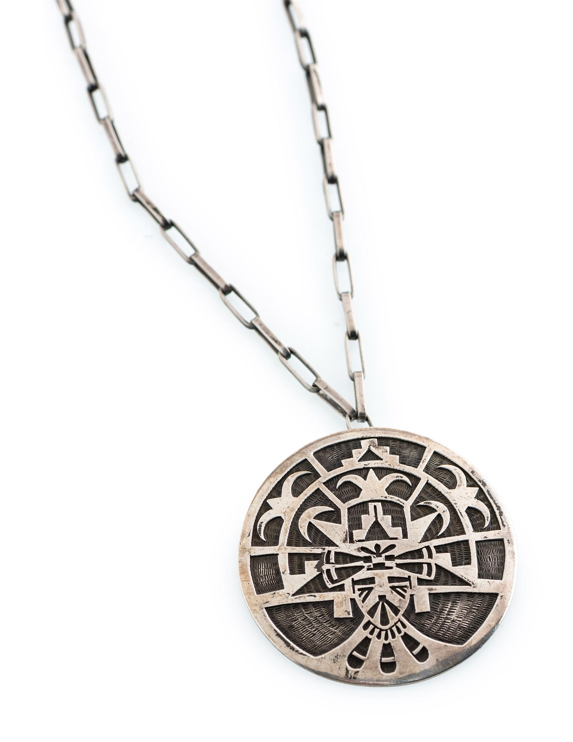 Silver Overlay Shalako Pendant, with Silver Chain