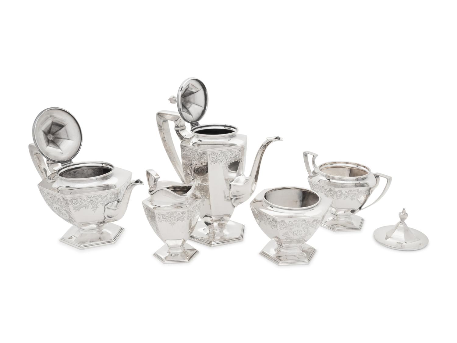 A Dominick and Haff Silver Five-Piece Tea and Coffee Service