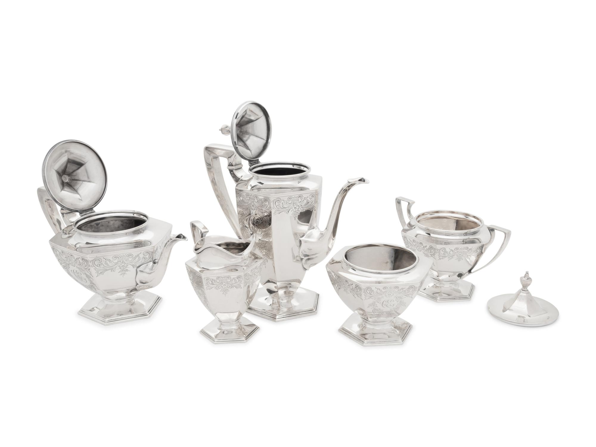 A Dominick and Haff Silver Five-Piece Tea and Coffee Service