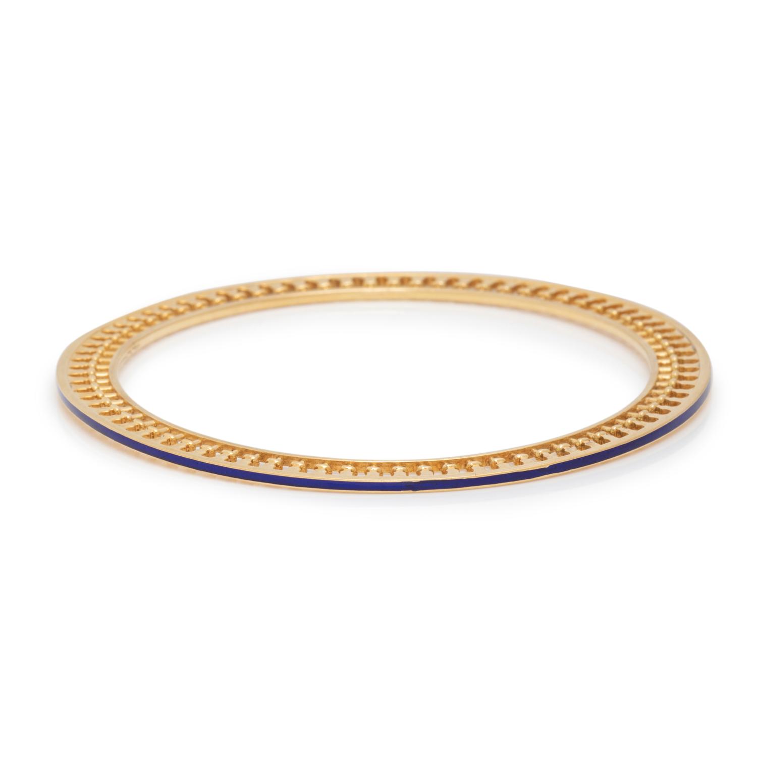 TIFFANY & CO., PALOMA PICASSO, YELLOW GOLD AND ENAMEL BANGLE BRACELET