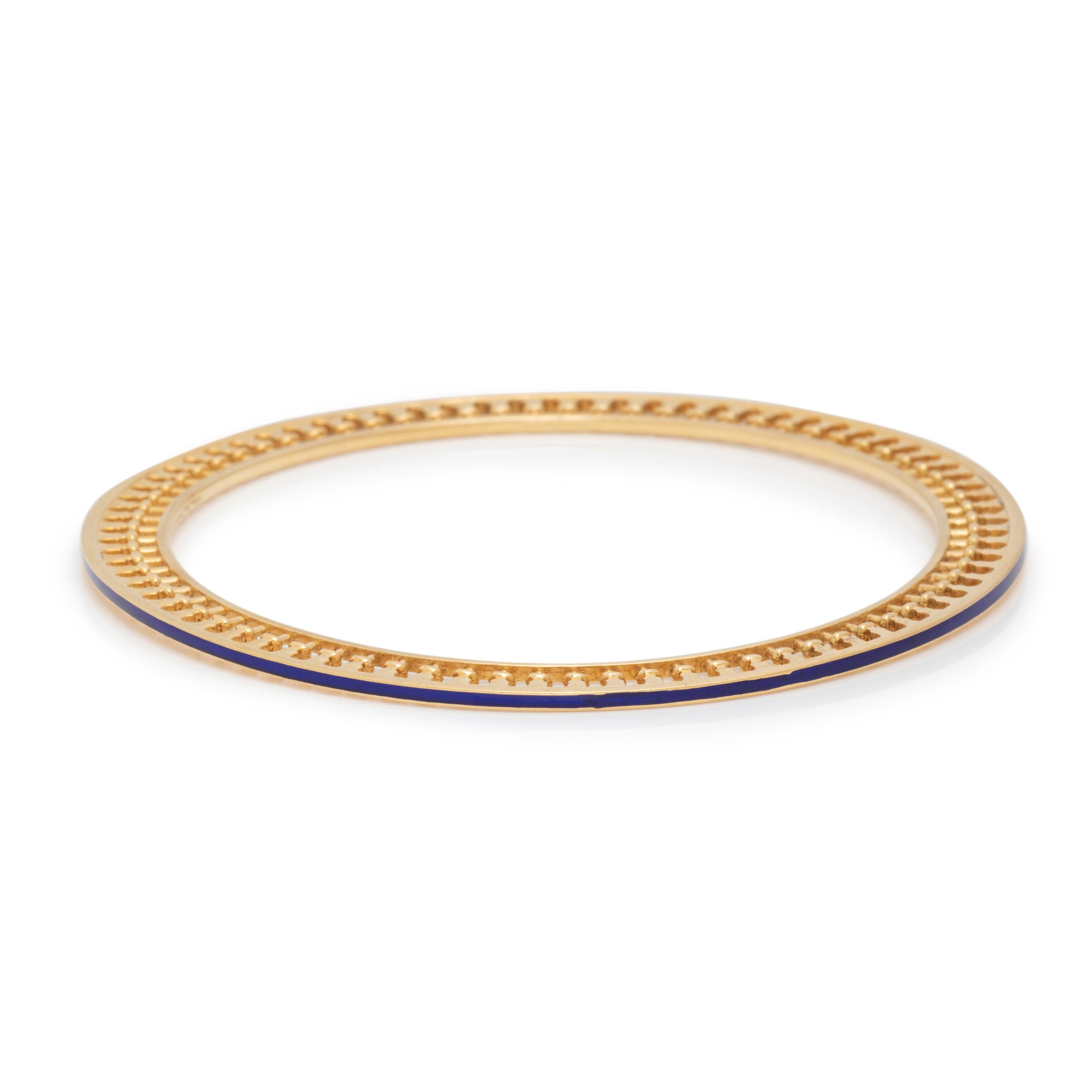 TIFFANY & CO., PALOMA PICASSO, YELLOW GOLD AND ENAMEL BANGLE BRACELET