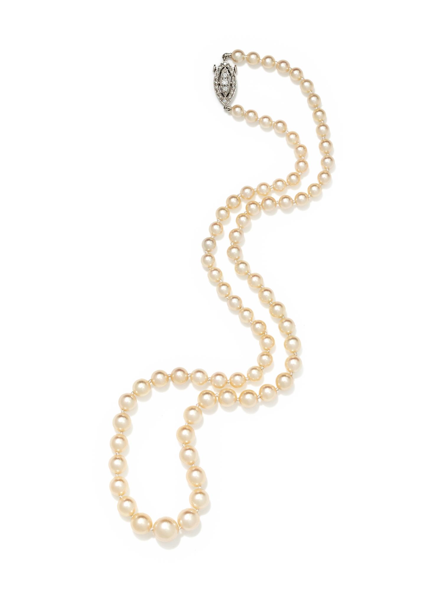 PEARL AND DIAMOND NECKLACE