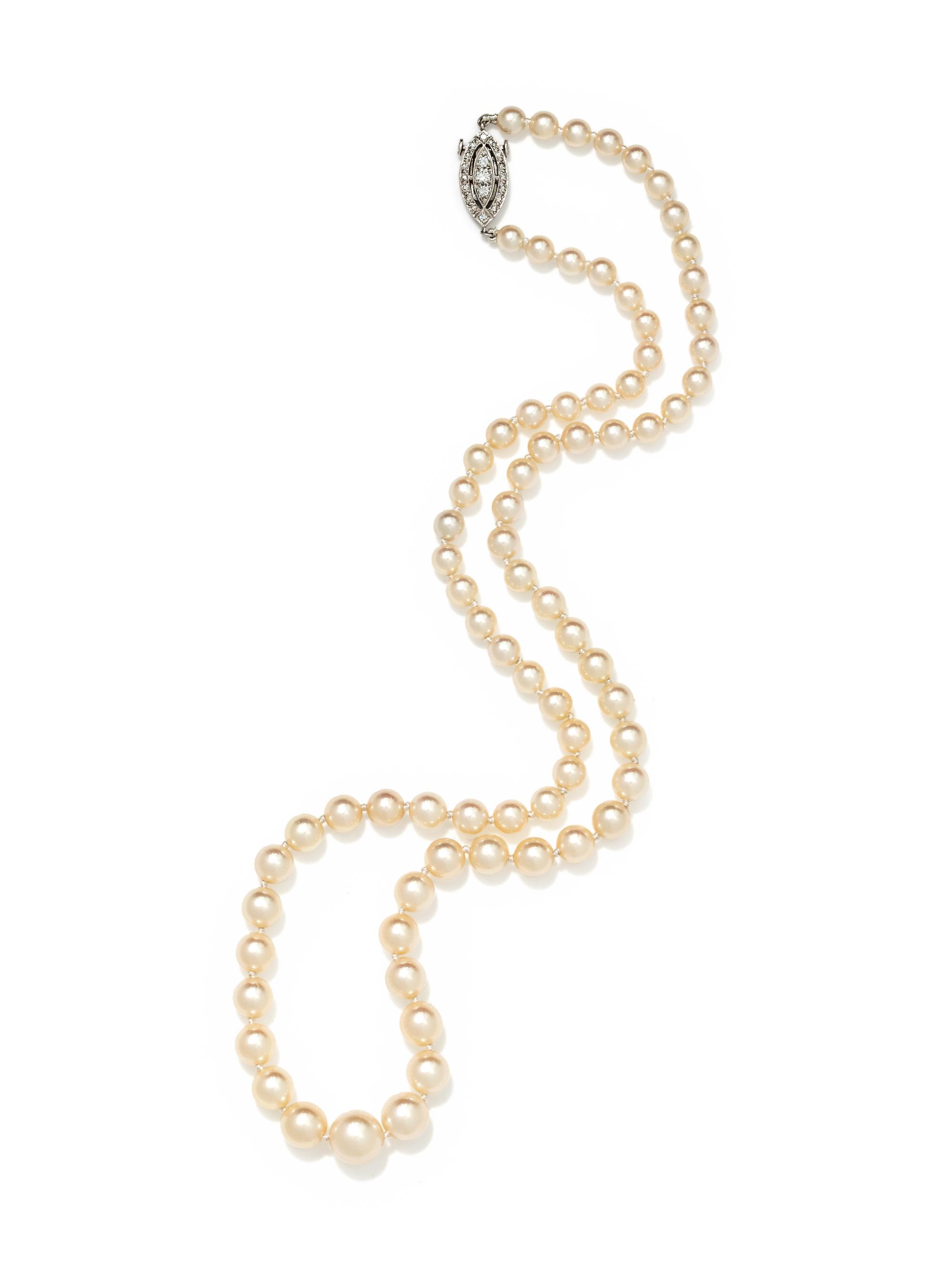 PEARL AND DIAMOND NECKLACE
