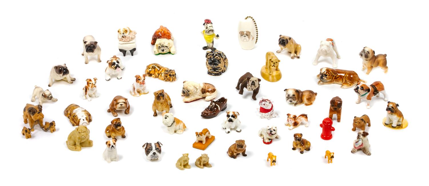 A Group of Sixty-Four Bulldog Figures Width of widest 7 inches.