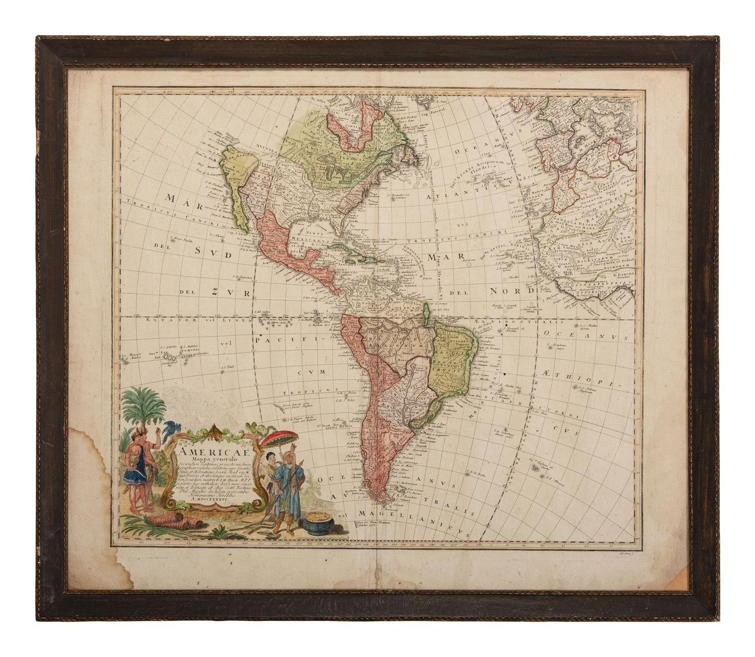 HOMANN HEIRS. Americae Mappa Generalis Secundum Legitimas Projectionis Stereographicae Regulas Relationesque Recentissimas et Observationes . Nuremberg, 1746 .