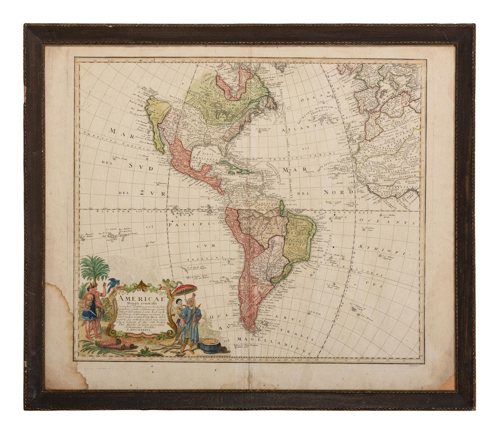 HOMANN HEIRS. Americae Mappa Generalis Secundum Legitimas Projectionis Stereographicae Regulas Relationesque Recentissimas et Observationes . Nuremberg, 1746 .