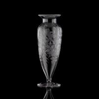 An American Copper Wheel-Engraved Glass Vase with a Wild Rose and Cherub