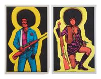 [BLACK POWER]. A group of 9 Black Power blacklight/Day-Glo posters, incl. velvet example.