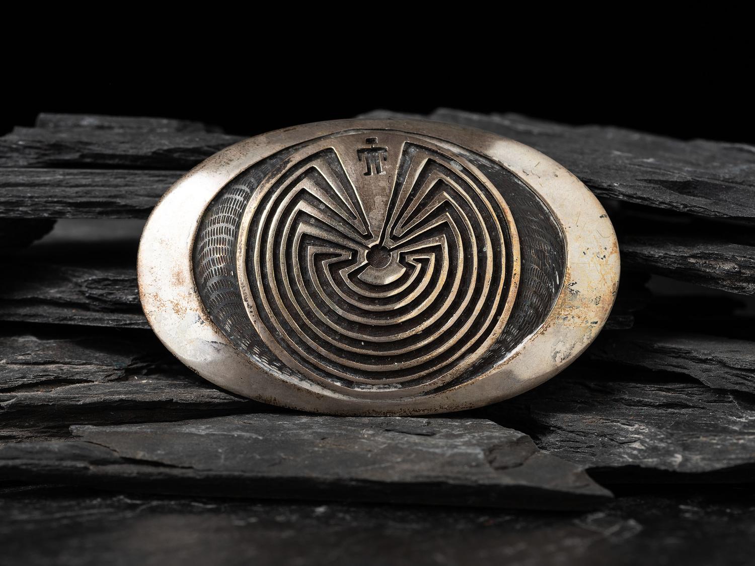 Silver Man-in-the-Maze Belt Buckle