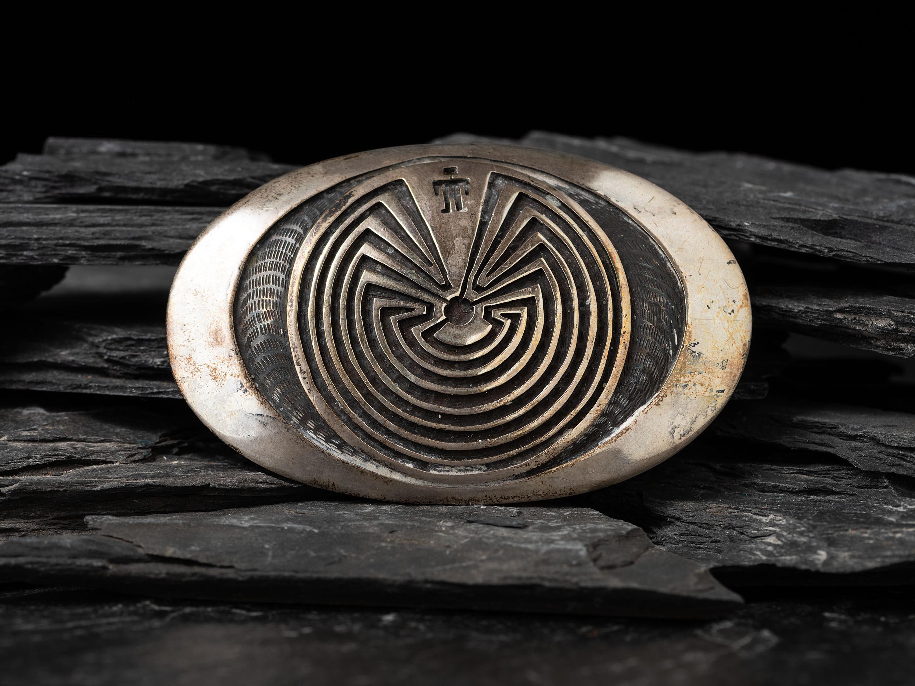 Silver Man-in-the-Maze Belt Buckle