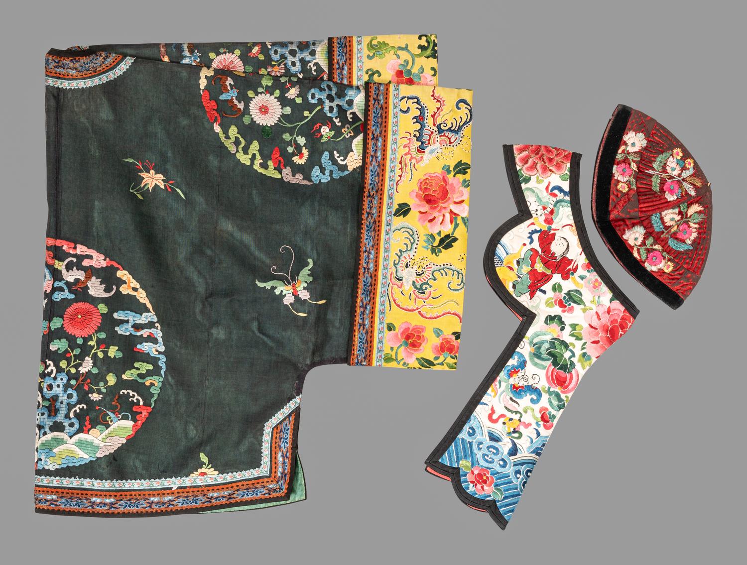 Three Chinese Silk Embroidered Articles