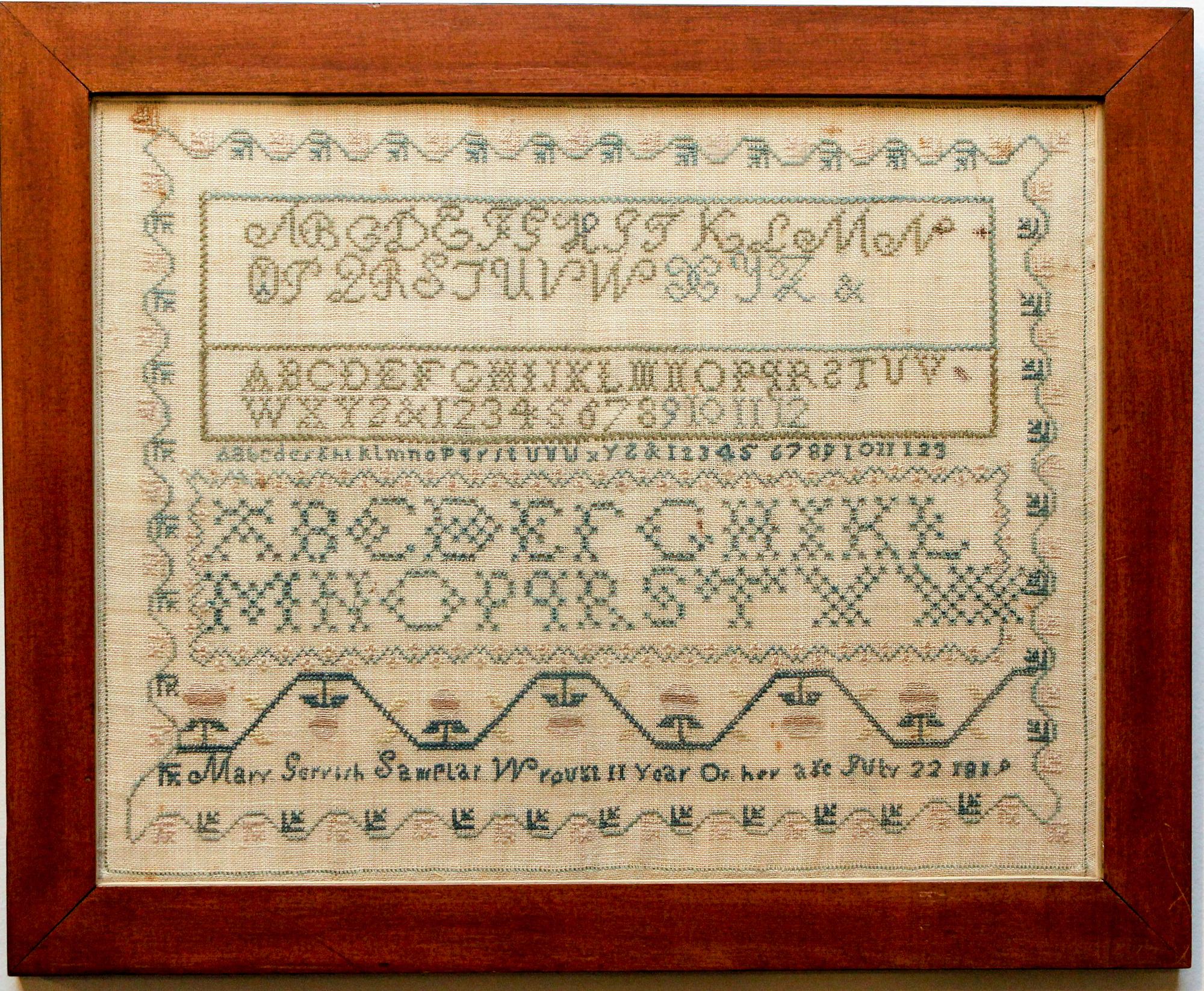 An American Sampler Height 13 x width 16 1/2 inches. — EARLY 19TH CENTURY
