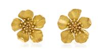 A Pair of 18 Karat Yellow Gold Dogwood Flower Earclips, Tiffany & Co., 6.00 dwts.
