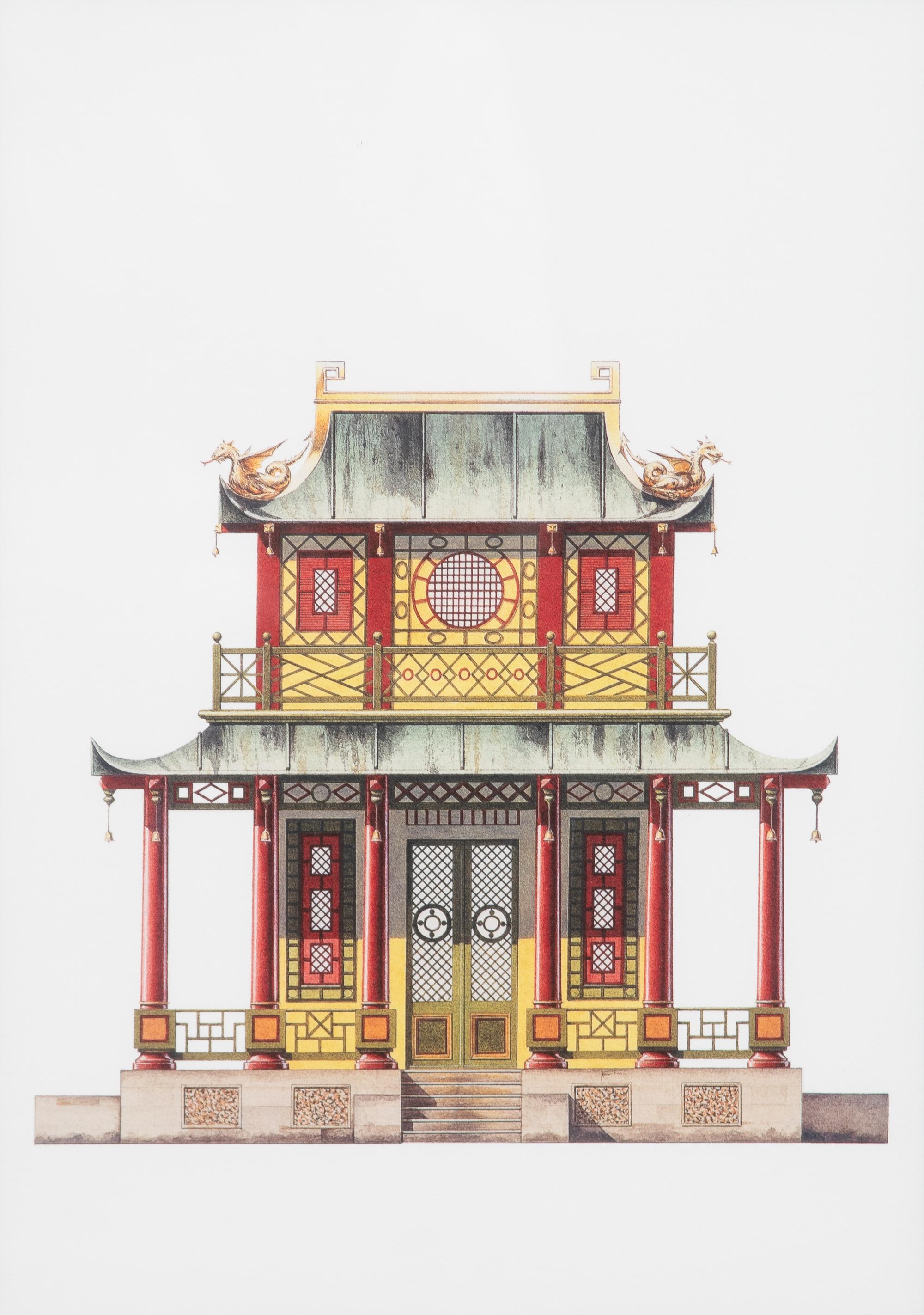 A Group of Gilt Framed Color Reproductions of Dams & Zega's Watercolors Chinoiseries Framed 17 1/2 x 13 5/8 inches. — 20TH CENTURY