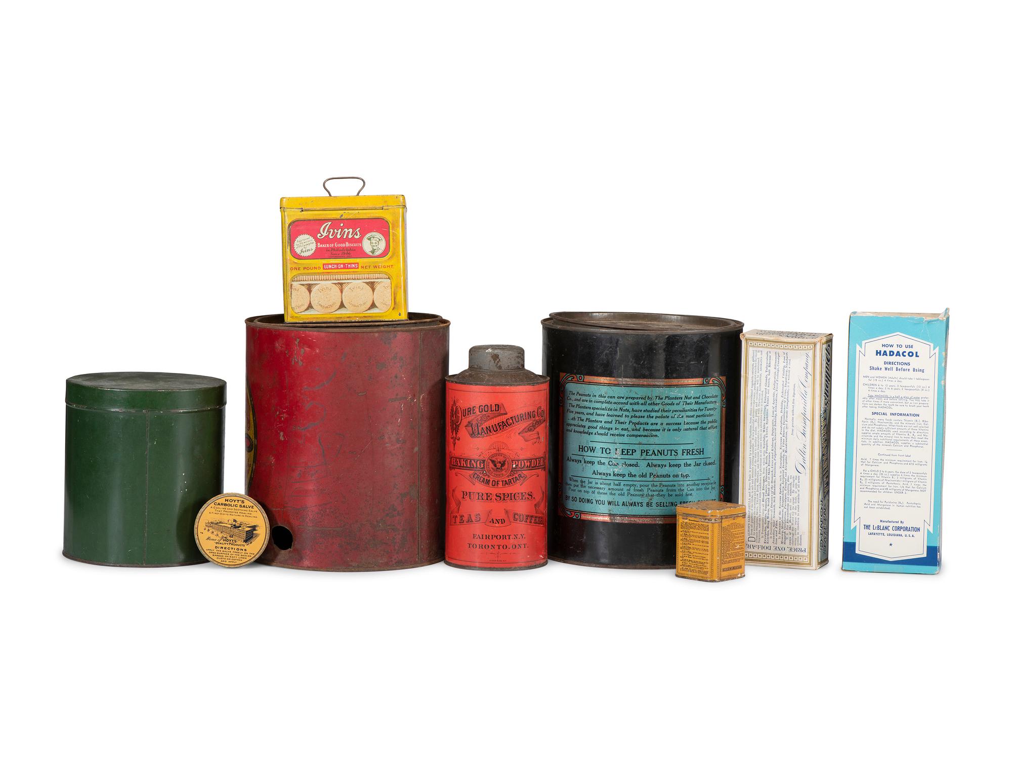 Nine Advertising Tins and Boxes