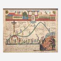 American School 19th century, After "Das Neue Jerusalem" by Chez Dekherr, Montbeliard, France Signed Jacob Brenholtz, dated, "August 19th 1828"