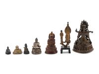 Seven Asian Bronze Figures of Buddha and Bodhisattvas