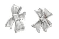 A Pair of Sterling Silver Bow Motif Earrings, Angela Cummings, Circa 1984, 12.50 dwts.