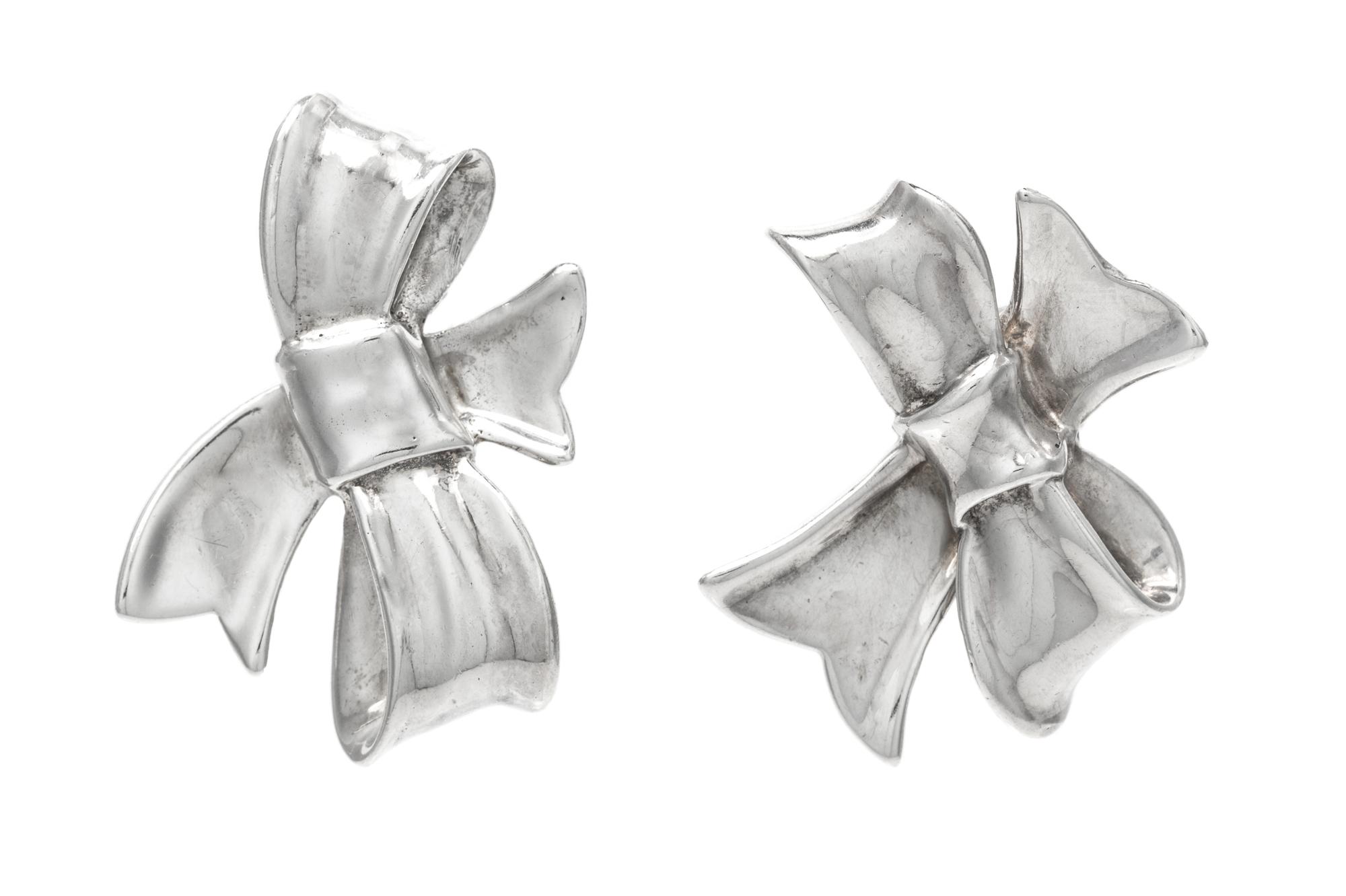 A Pair of Sterling Silver Bow Motif Earrings, Angela Cummings, Circa 1984, 12.50 dwts.