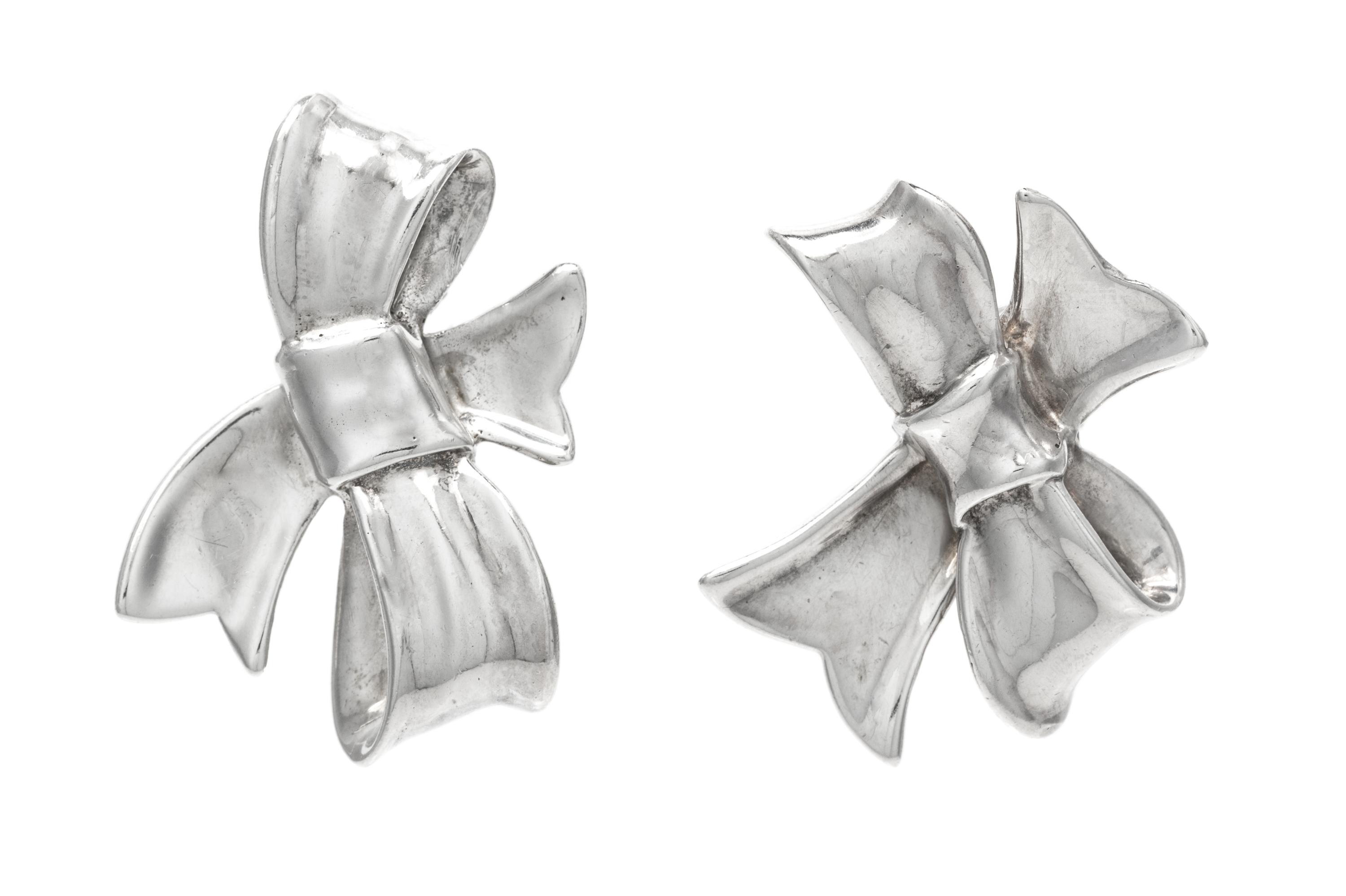 A Pair of Sterling Silver Bow Motif Earrings, Angela Cummings, Circa 1984, 12.50 dwts.