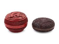 Two Chinese Carved Red Lacquer Covered Boxes
