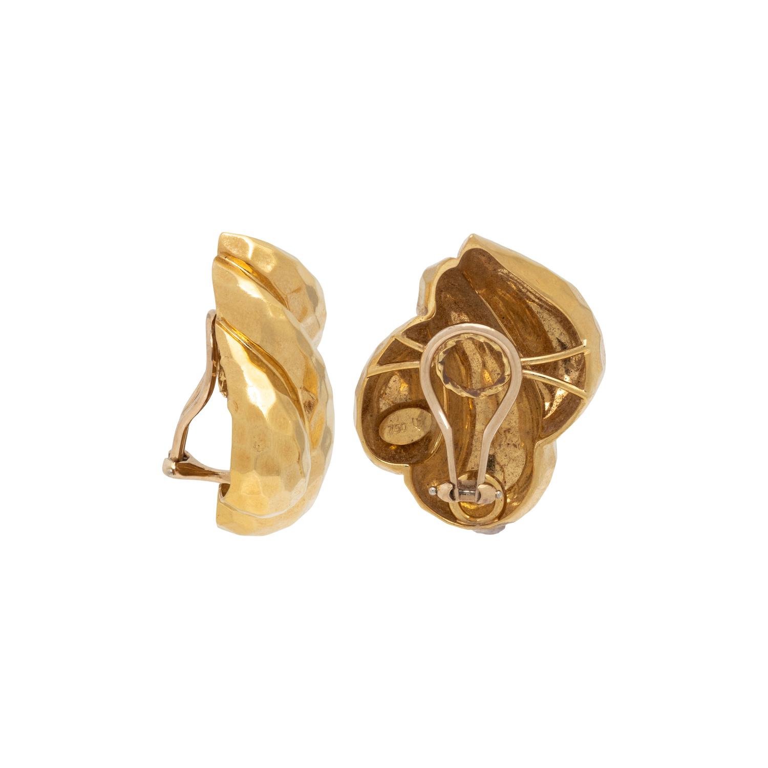 HENRY DUNAY, YELLOW GOLD EARRINGS