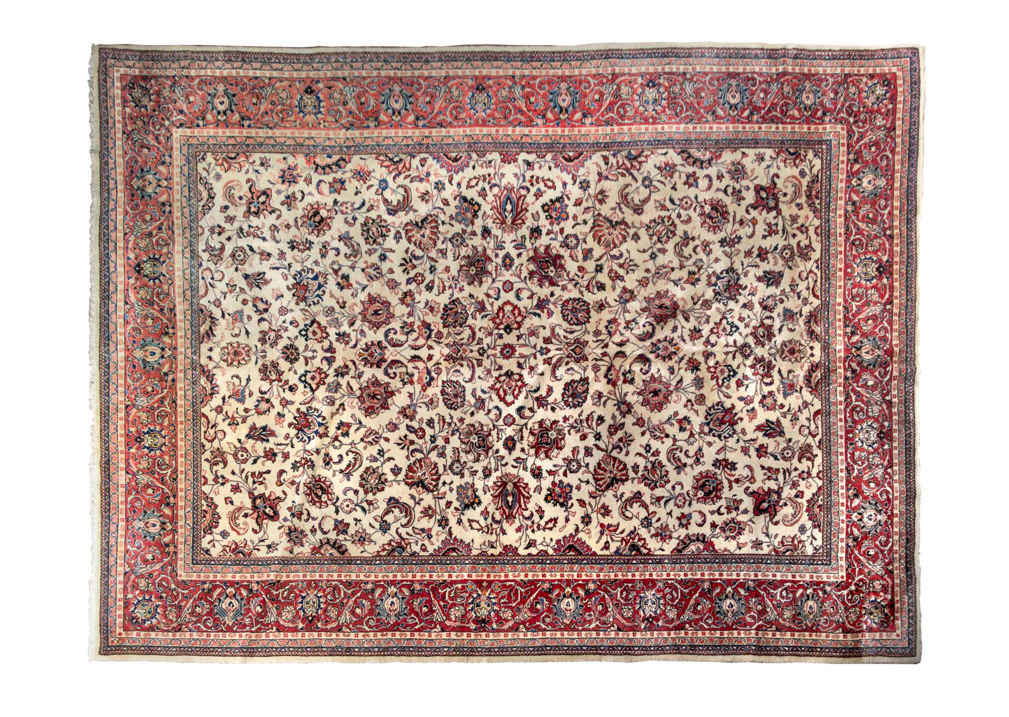 A Sarouk Wool Rug 12 feet x 9 feet.