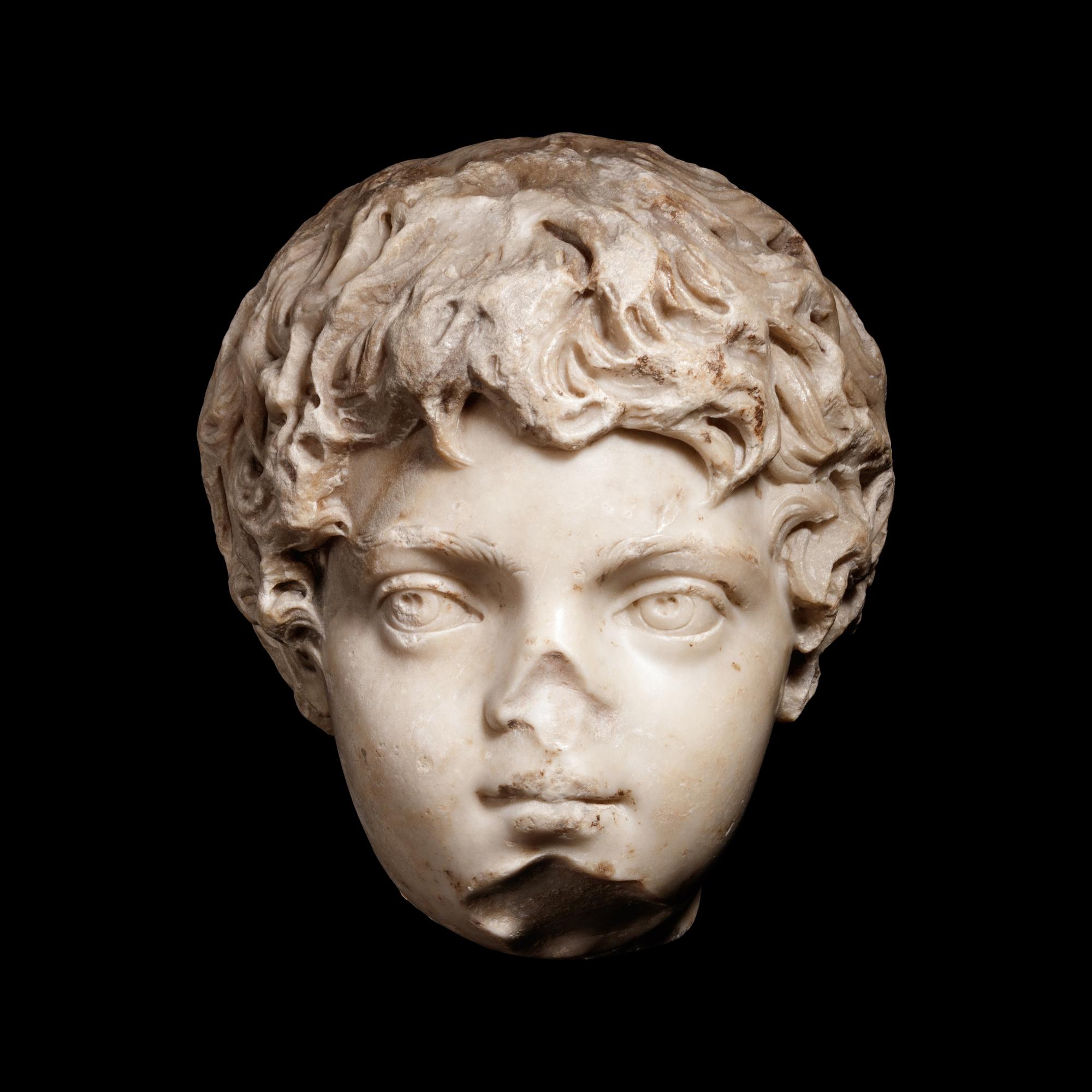 A Roman Marble Portrait Head of the Young Caracalla