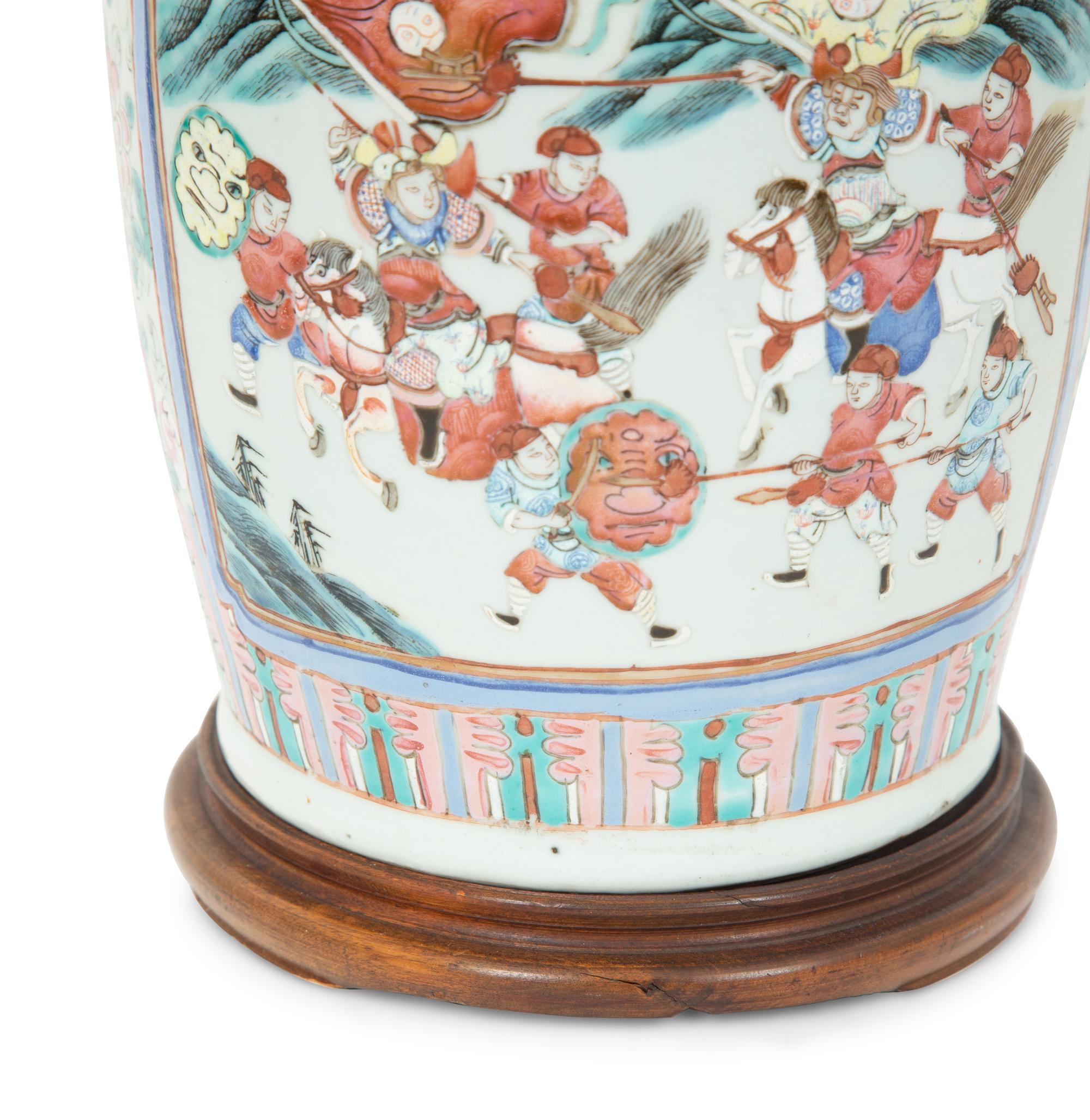 A Chinese Porcelain Vase Mounted as a Lamp