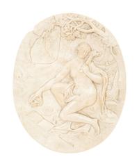 A Continental Carved Bas Relief Marble Devotional Plaque