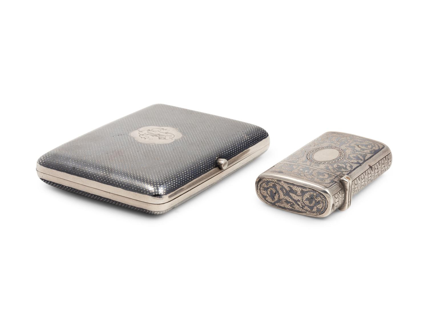 Two Russian Niello Silver Cases