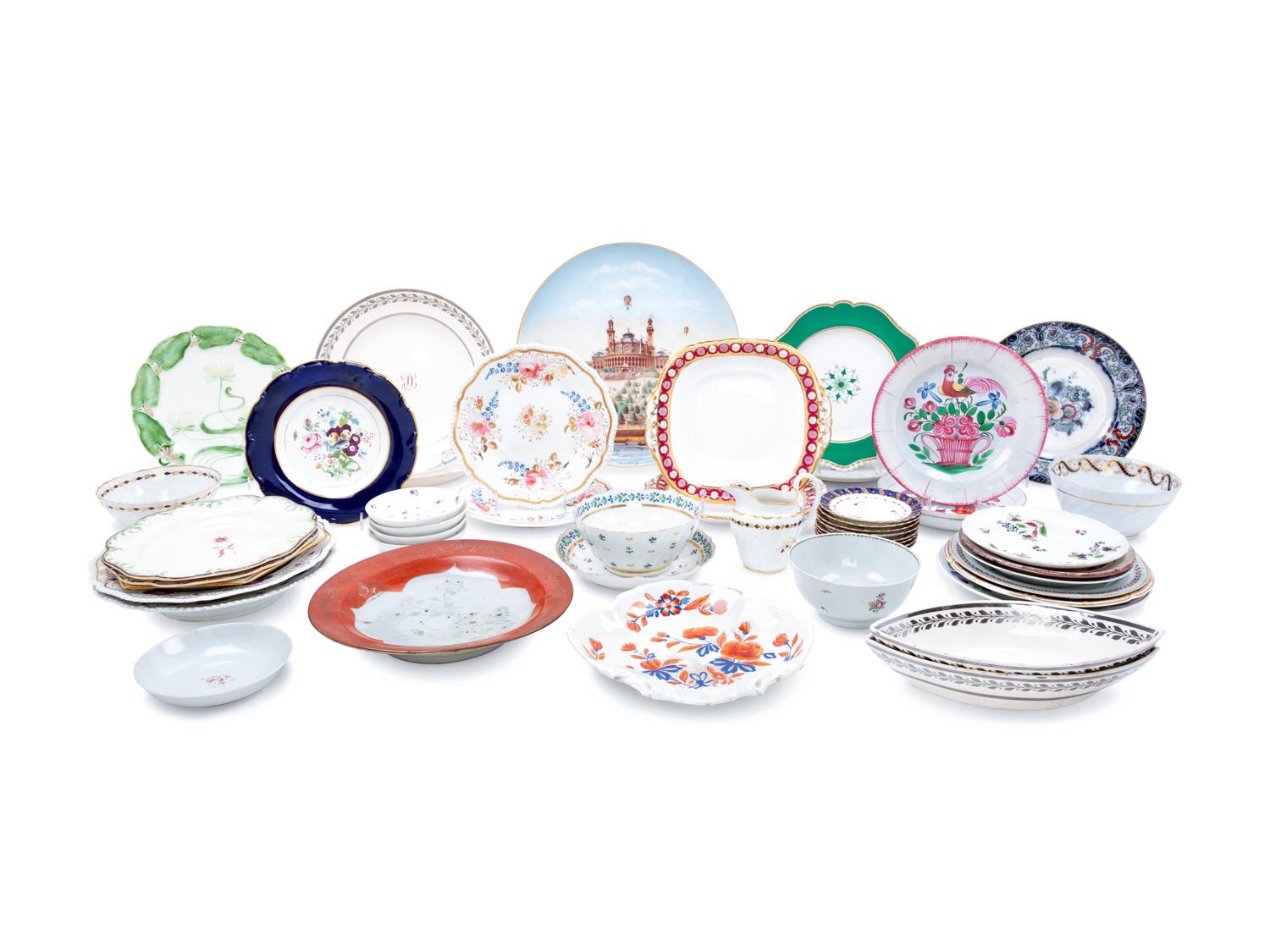 A Collection of English, Chinese Export and Continental Porcelain Table Articles