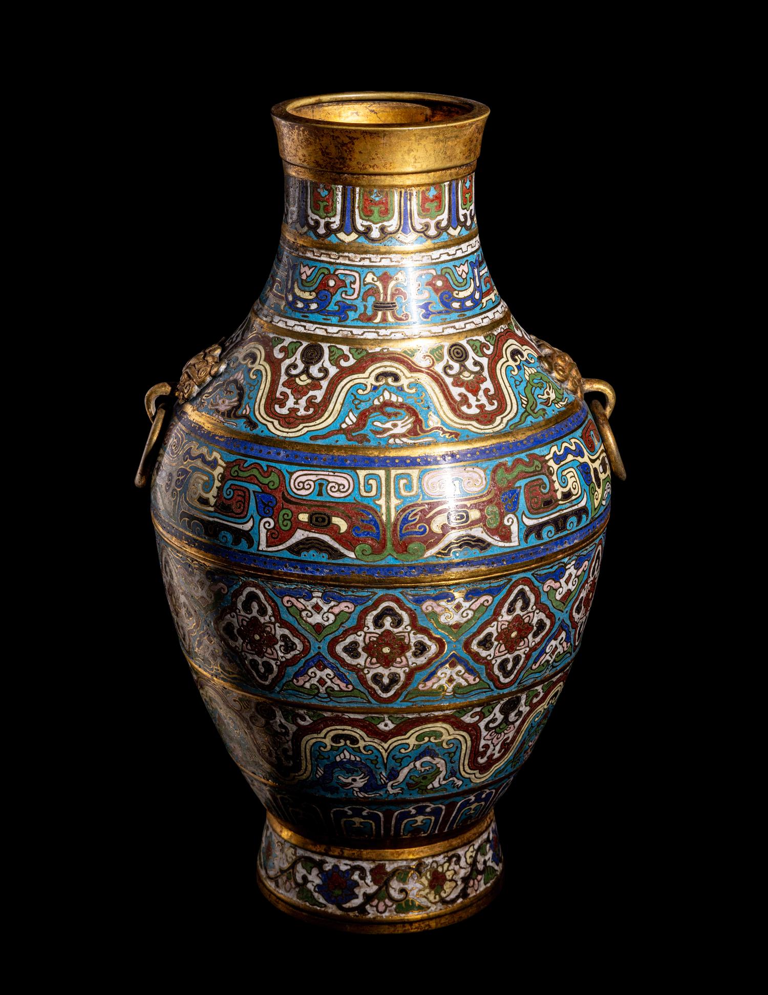 A Chinese Cloisonne Enamel Baluster Vase