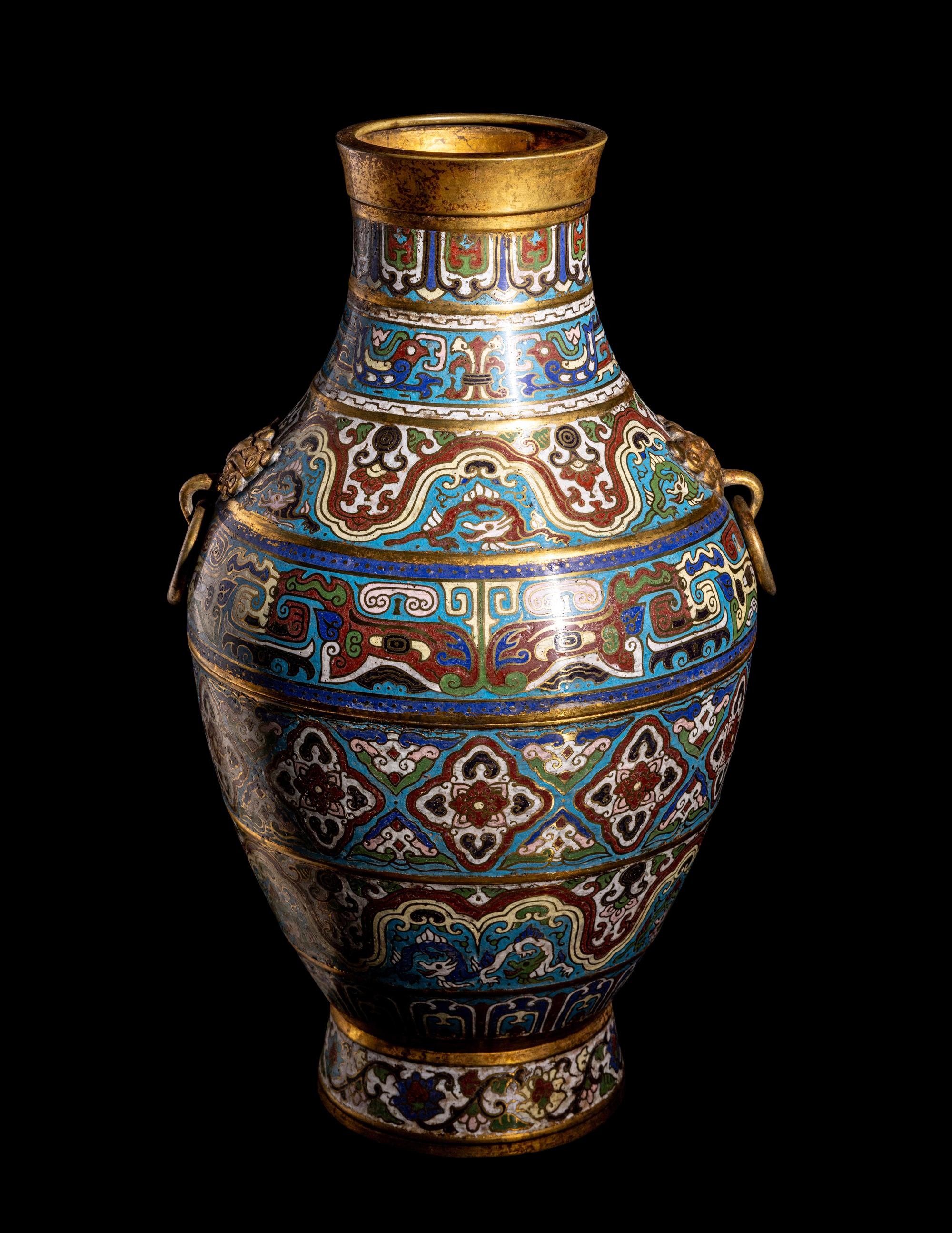 A Chinese Cloisonne Enamel Baluster Vase