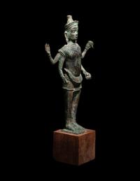 A Khmer Bronze Figure of Vishnu