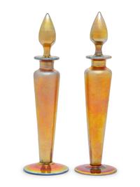 A Pair of Steuben Aurene Glass Perfume Bottles