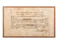 [KENTON, Simon (1755-1836)]. Arrest warrant issued in the Commonwealth of Kentucky for Simon and John Kenton, signed by Marshall Key, [Washington, KY], 13 September 1815.